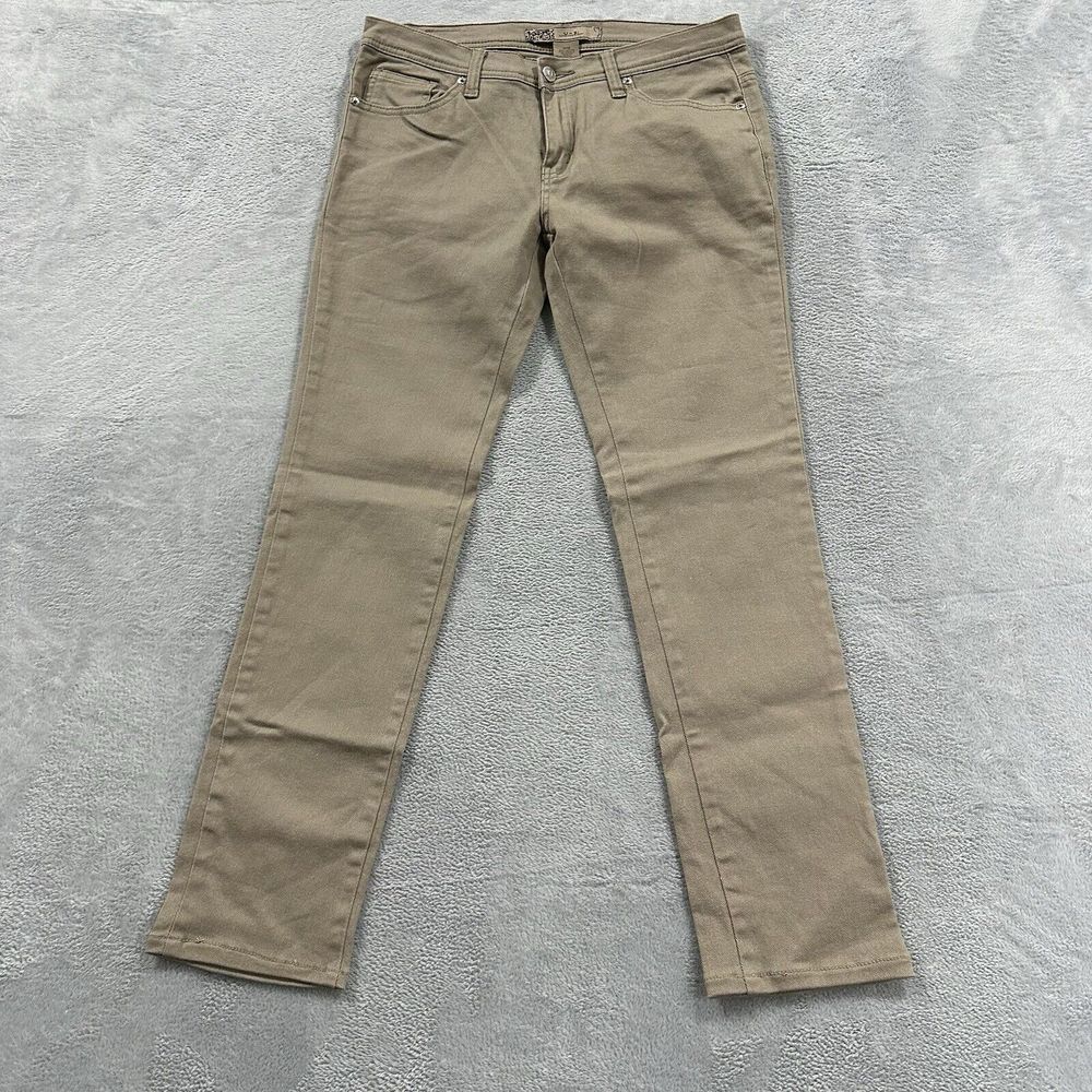 U-51 Denim Pants Women's 11/12 Beige Cotton Stretch Straight Leg Casual